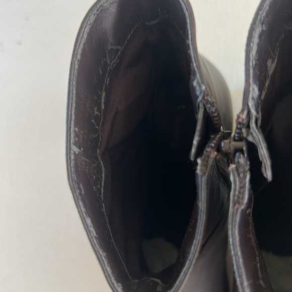 Dark brown leather Bloomingdales Kristiana boots w 3” heel - Picture 7 of 9